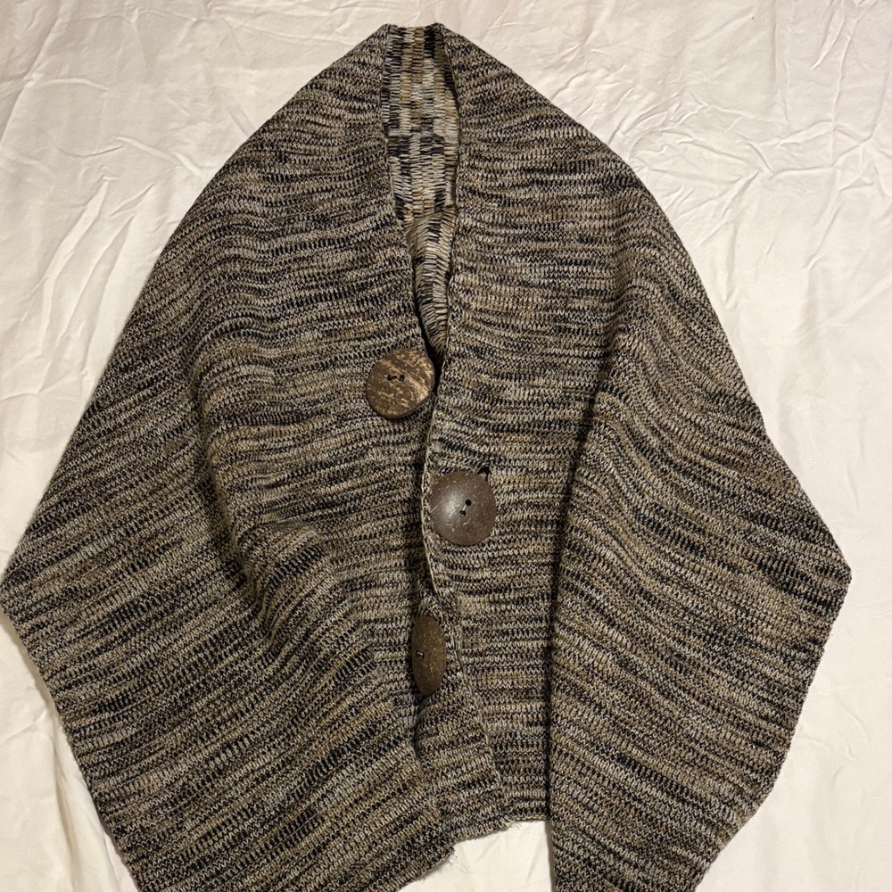 Striped Buttoned Shawl